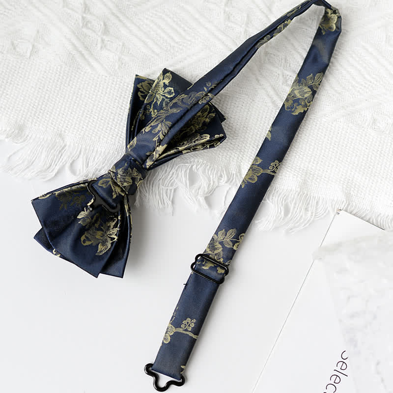 Pajarita elegante con estampado floral de iris para hombre