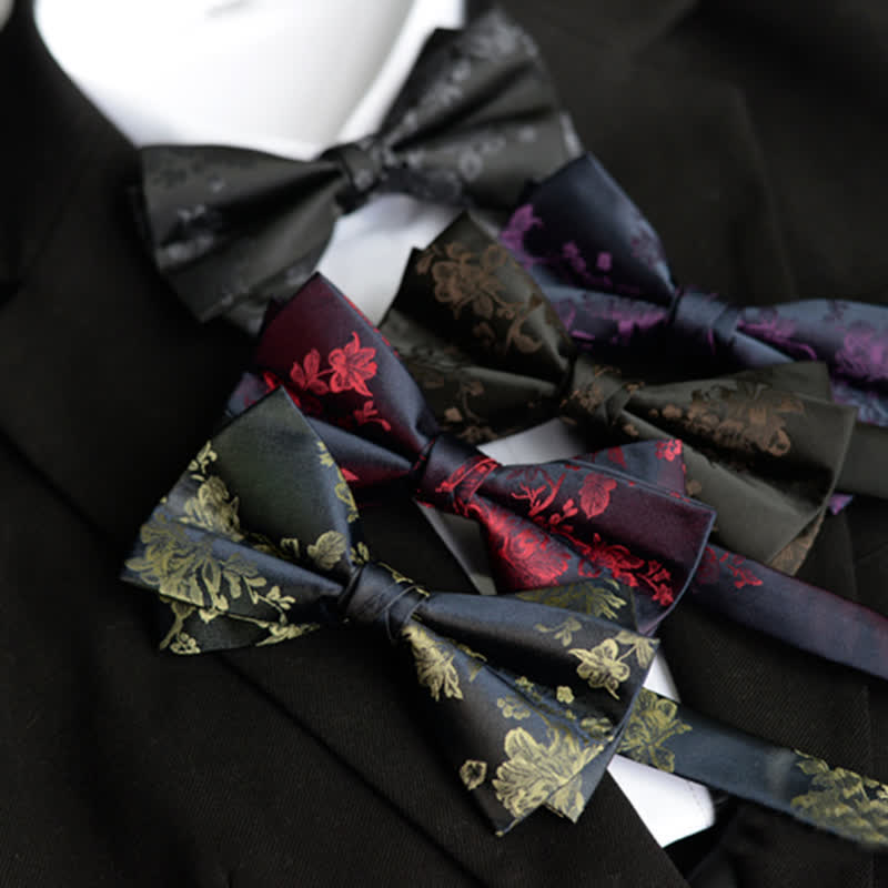Pajarita elegante con estampado floral de iris para hombre