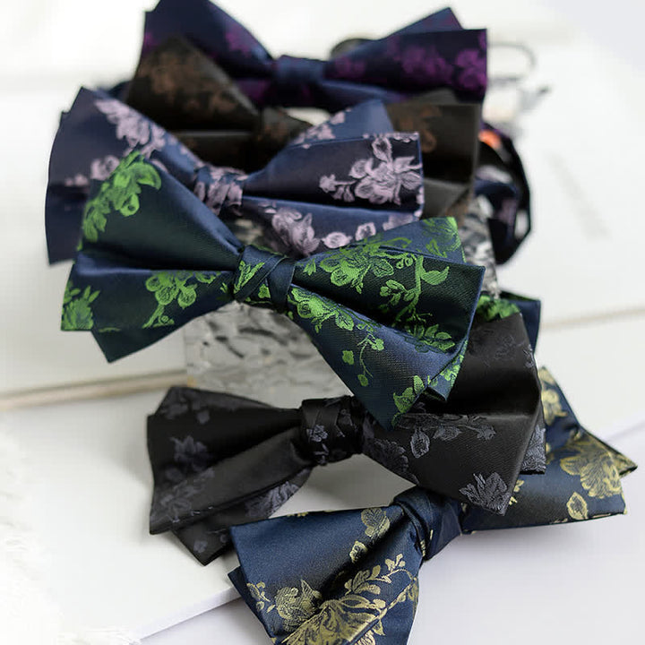 Pajarita elegante con estampado floral de iris para hombre