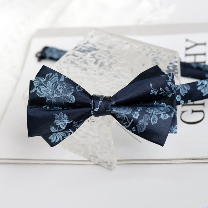 Pajarita elegante con estampado floral de iris para hombre