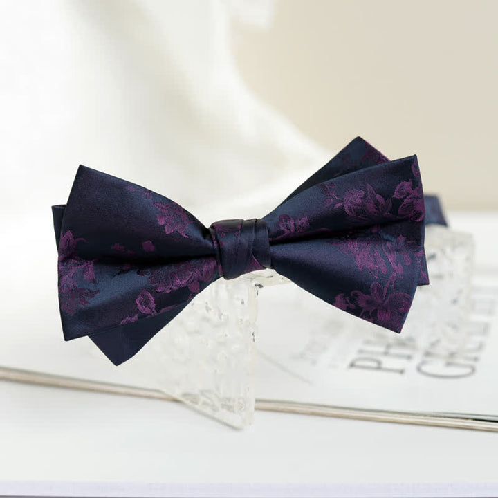 Pajarita elegante con estampado floral de iris para hombre