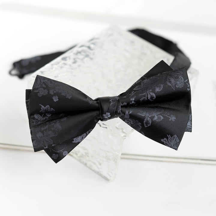 Pajarita elegante con estampado floral de iris para hombre
