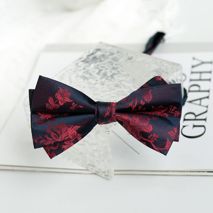 Pajarita elegante con estampado floral de iris para hombre