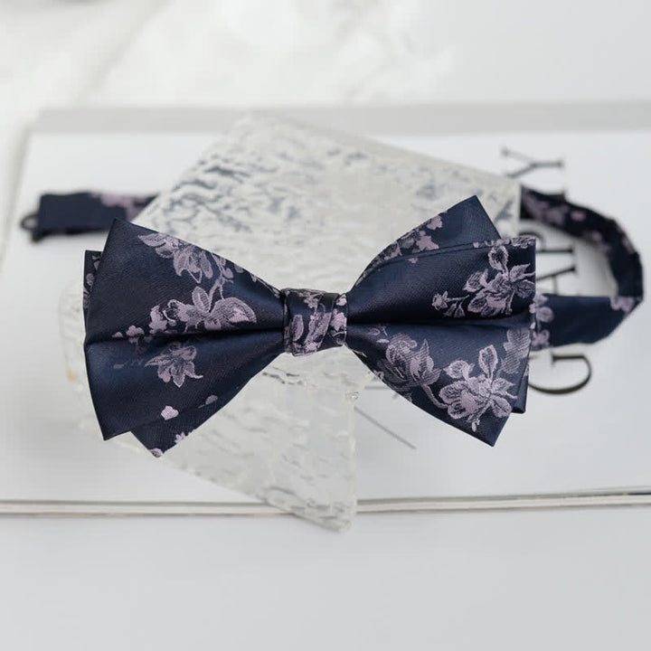 Pajarita elegante con estampado floral de iris para hombre