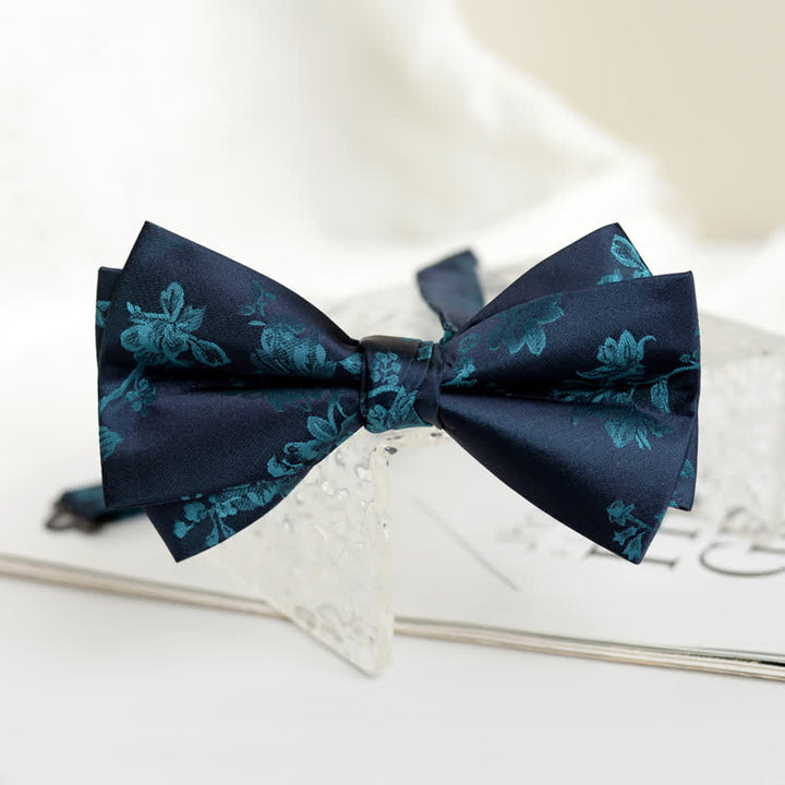 Pajarita elegante con estampado floral de iris para hombre