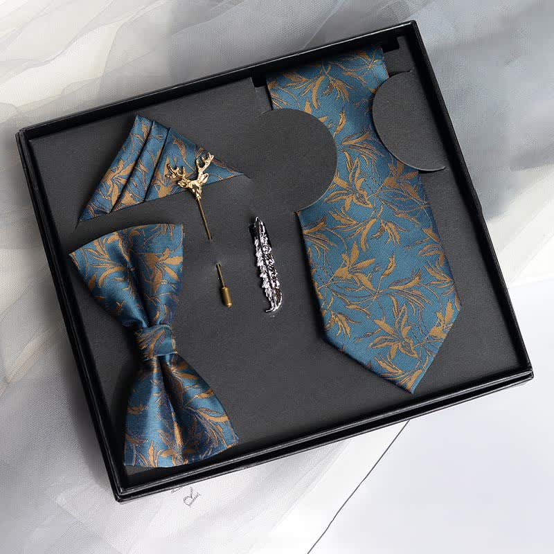 Caja de regalo con 5 pajaritas para caballero con estampado de orquídeas para hombre