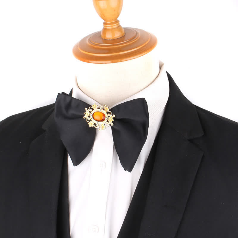 Pajarita de hombre de gran tamaño con diamantes de imitación y mariposas negras