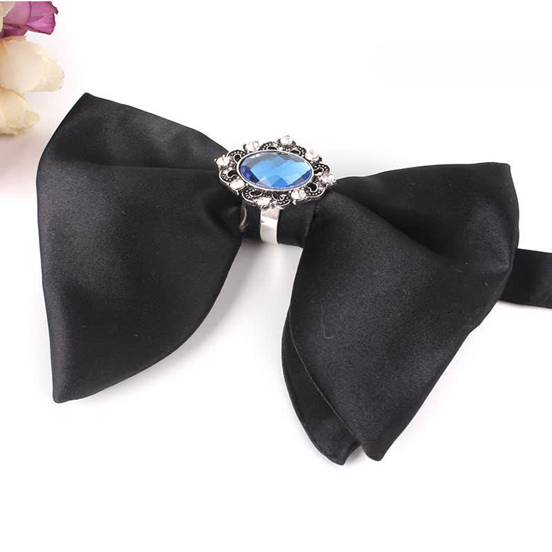 Pajarita de hombre de gran tamaño con diamantes de imitación y mariposas negras