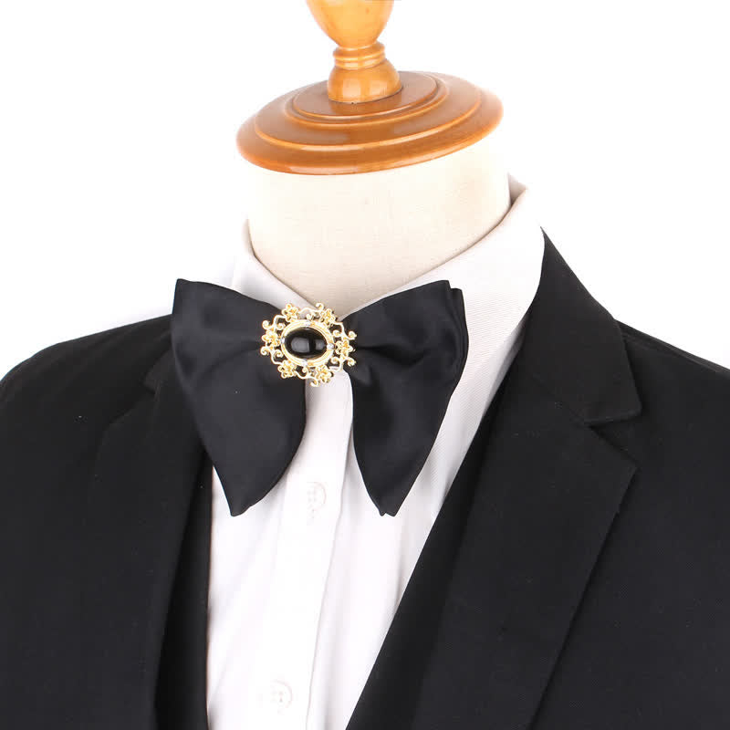 Pajarita de hombre de gran tamaño con diamantes de imitación y mariposas negras