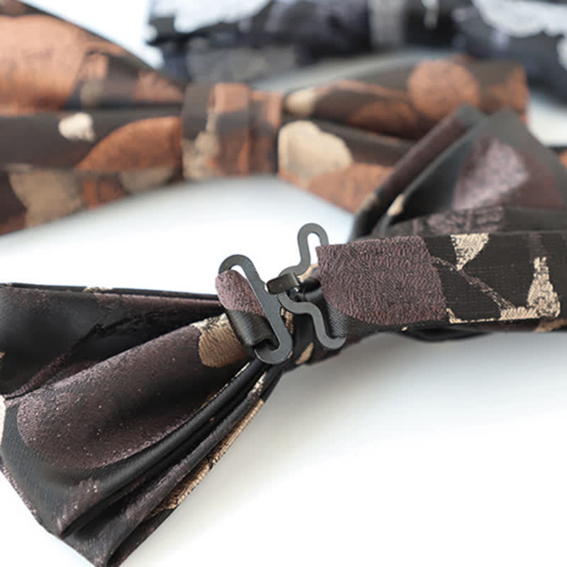 Pajarita retro con estampado floral de doble capa para hombre