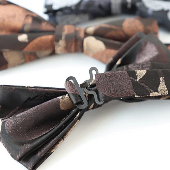 Pajarita retro con estampado floral de doble capa para hombre