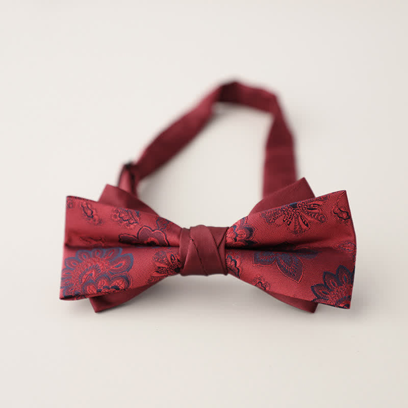 Pajarita de hombre de dos capas con estampado floral y rayas de colores