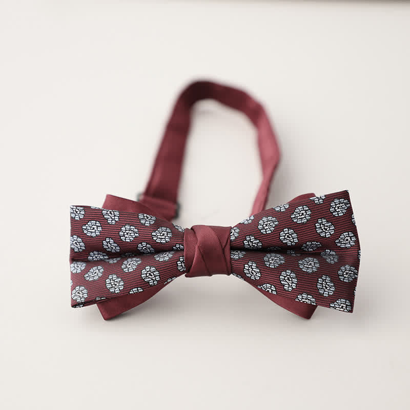 Pajarita de hombre de dos capas con estampado floral y rayas de colores