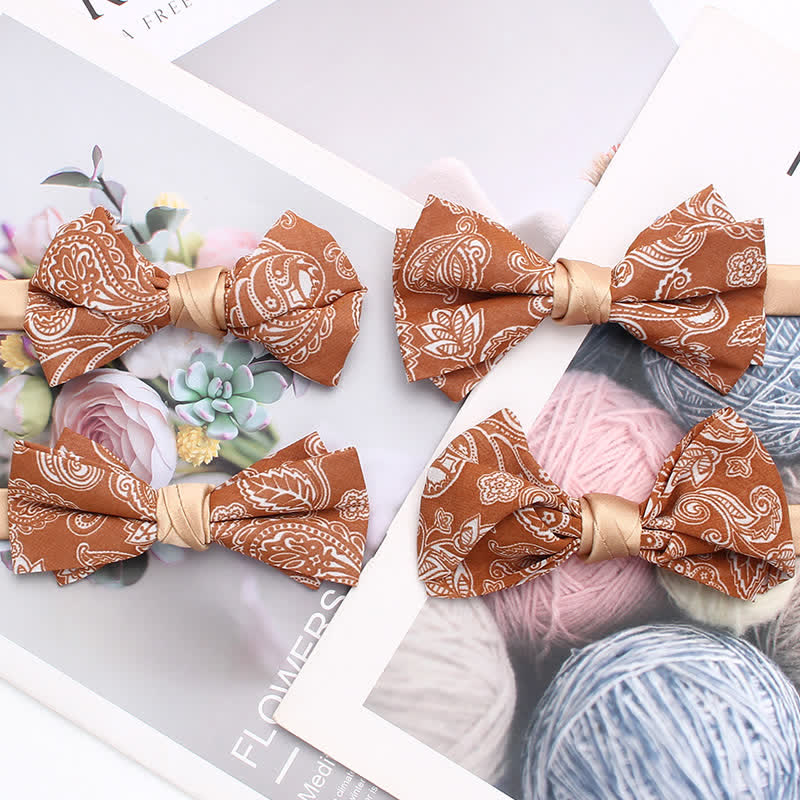 Pajarita con estampado floral de cachemira de color naranja para hombre