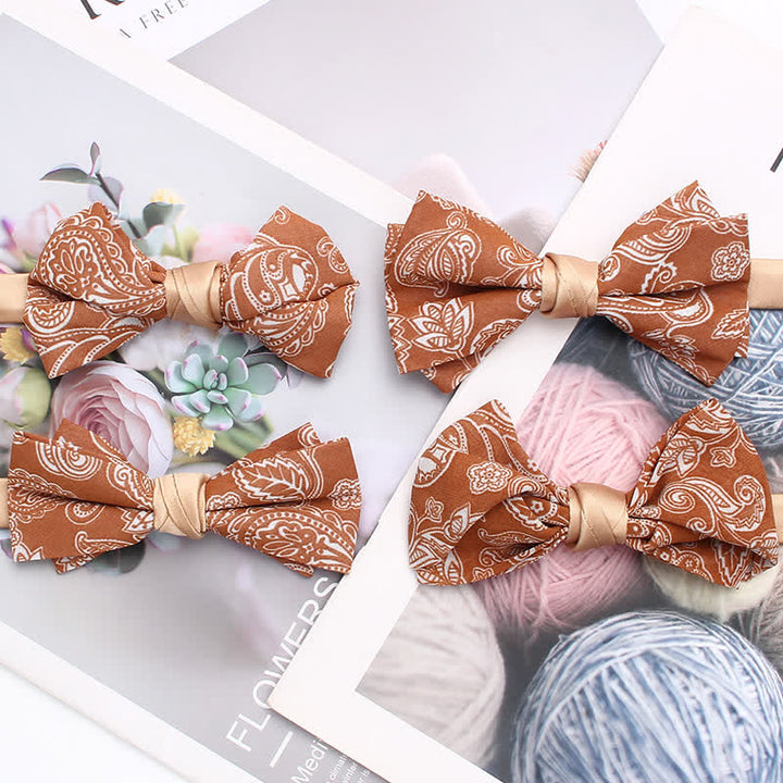 Pajarita con estampado floral de cachemira de color naranja para hombre