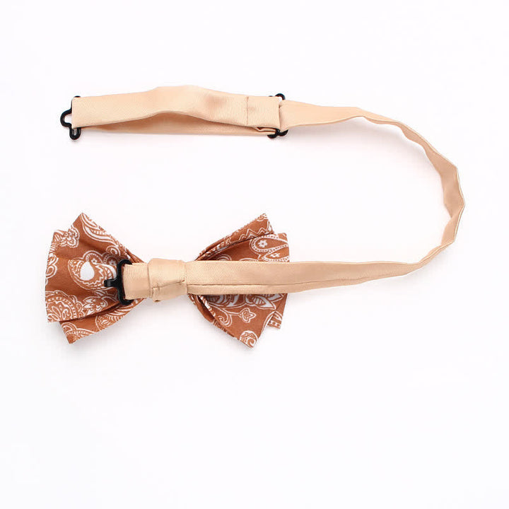 Pajarita con estampado floral de cachemira de color naranja para hombre