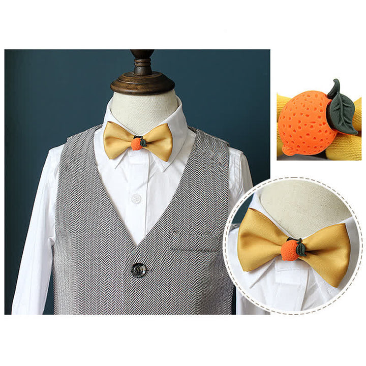 Pajarita de color liso con bonito adorno de fruta para niños