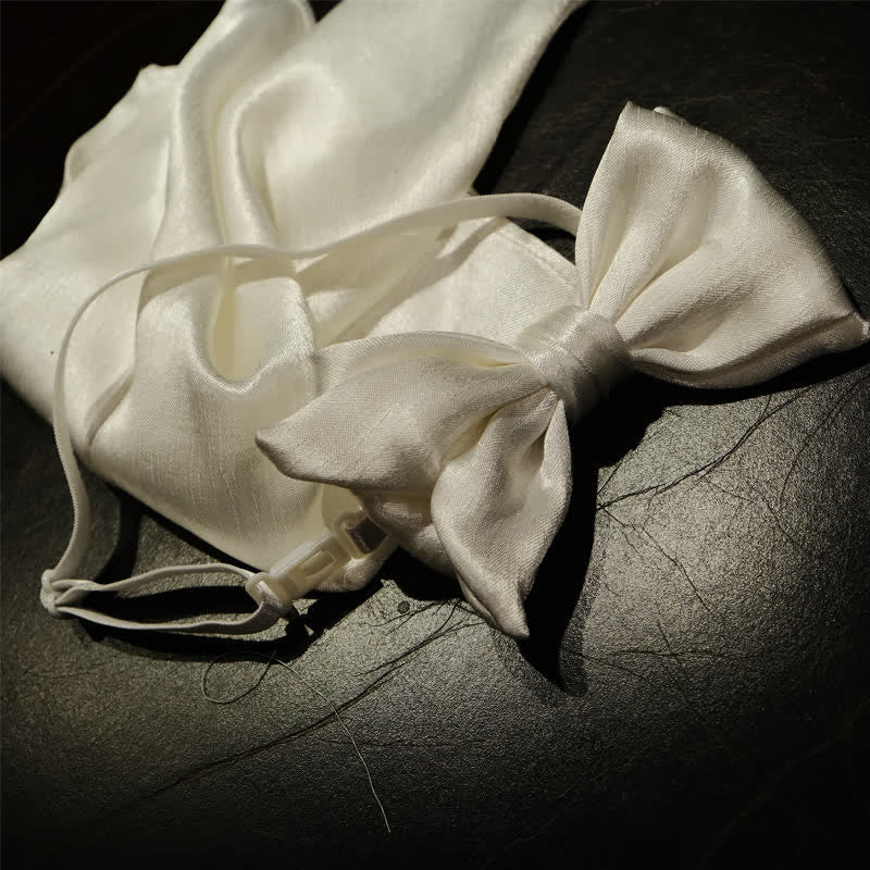 Juego de 3 pañuelos y pajaritas de Phalaenopsis blanca para hombre