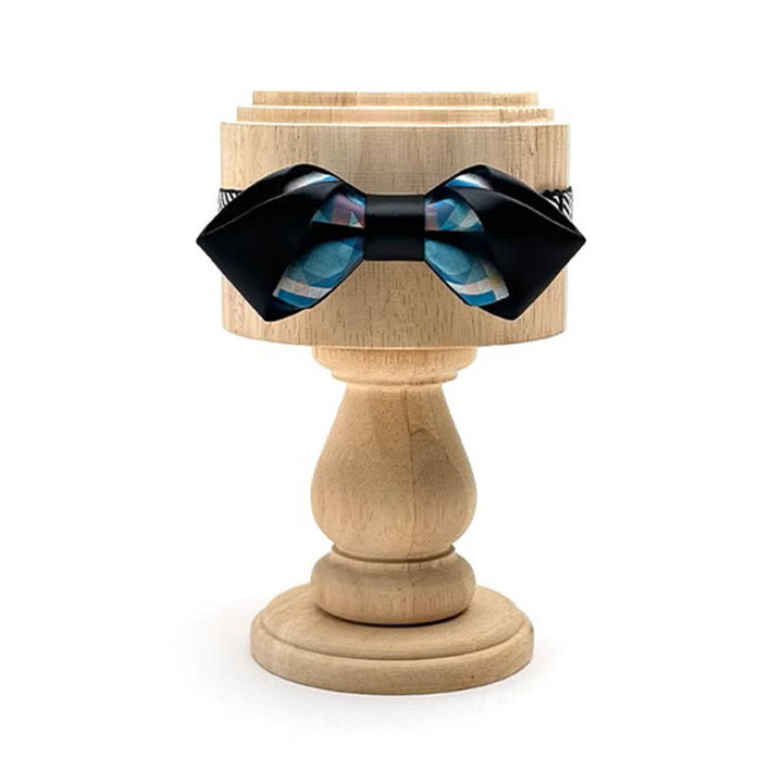 Pajarita negra con estampado digital de fantasía mercerizada para hombre