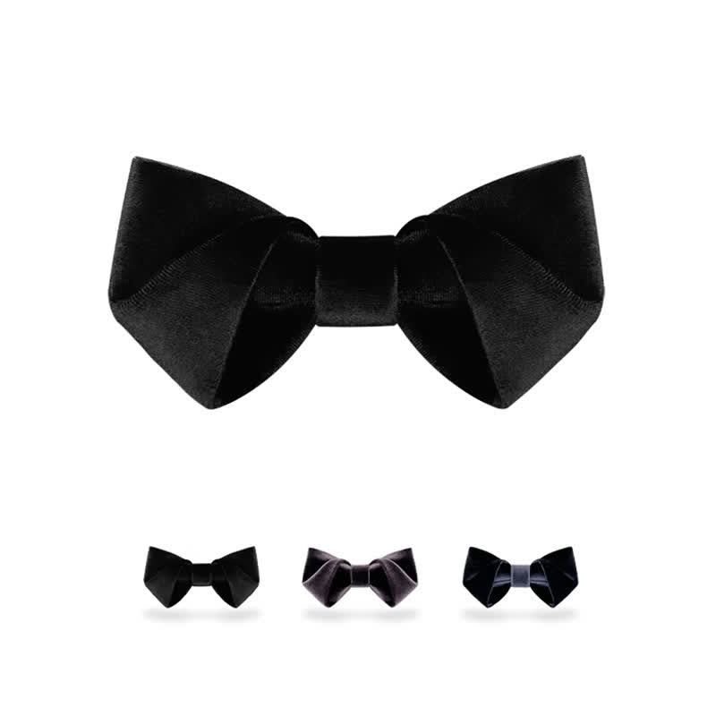 Pajarita de terciopelo de color liso de la serie Black Night para hombre