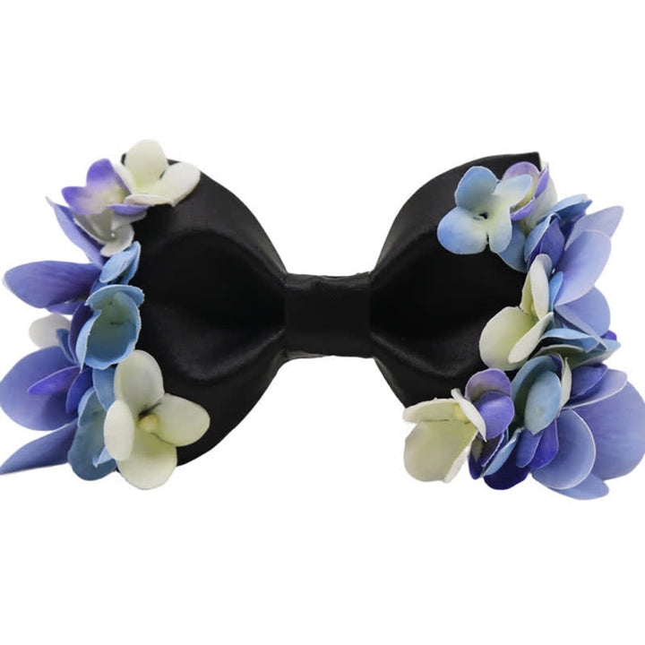 Pajarita para hombre con flores artificiales en violeta y blanco