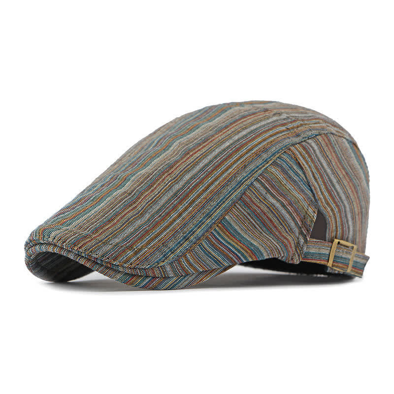 Boina informal con hebilla ajustable y rayas retro