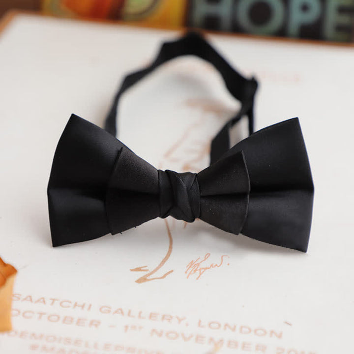 Pajarita de color liso de doble capa brillante para hombre