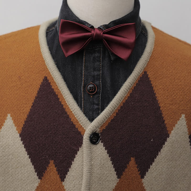 Pajarita de color liso de doble capa brillante para hombre