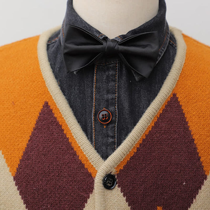 Pajarita de color liso de doble capa brillante para hombre