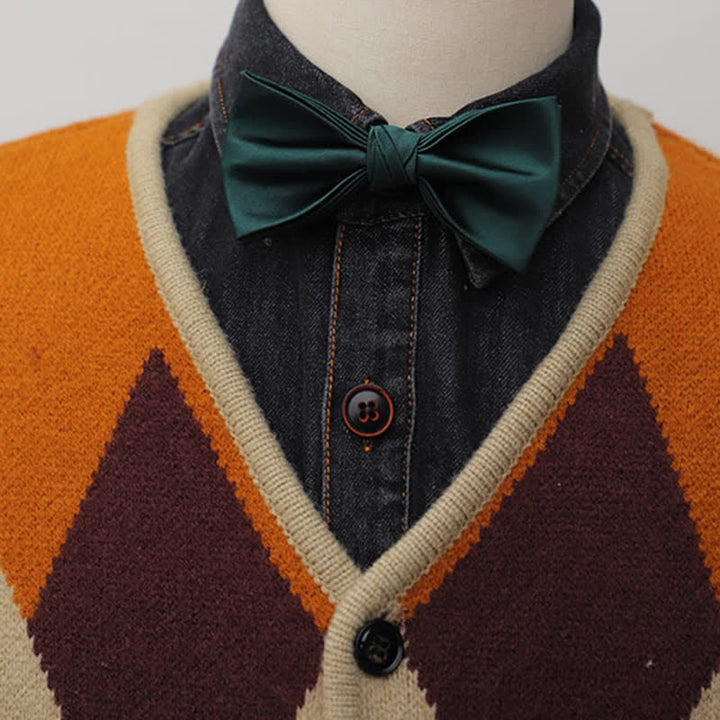 Pajarita de color liso de doble capa brillante para hombre