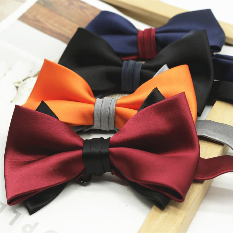 Pajarita de boda de dos niveles en dos tonos para hombre