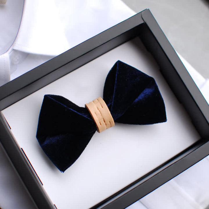 Pajarita de lazo de cuero de color liso con terciopelo trenzado para hombre