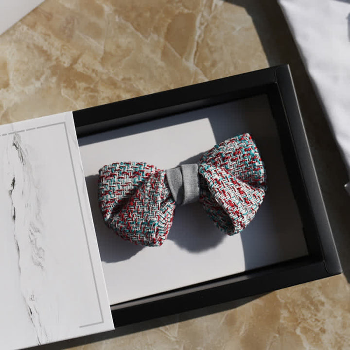 Pajarita tejida para hombre en mezcla de colores gris, rosa y azul