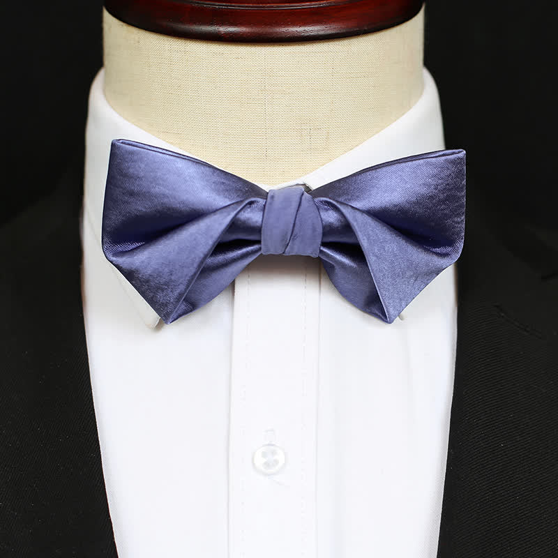 Pajarita elegante de color azul y morado liso para hombre