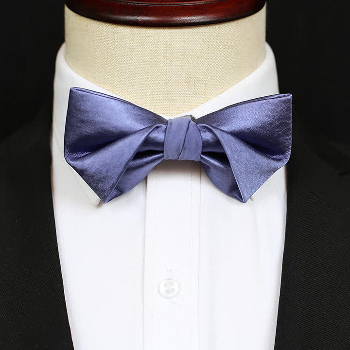 Pajarita elegante de color azul y morado liso para hombre