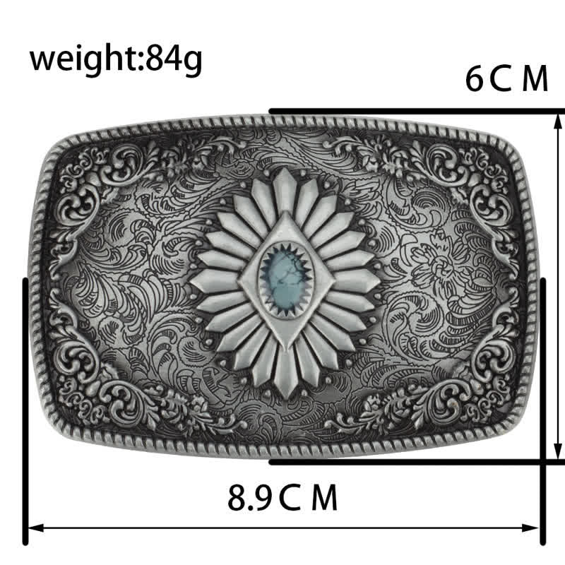 Cinturón de cuero con hebilla automática y estampado floral grabado para hombre