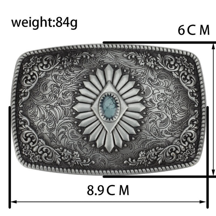 Cinturón de cuero con hebilla automática y estampado floral grabado para hombre