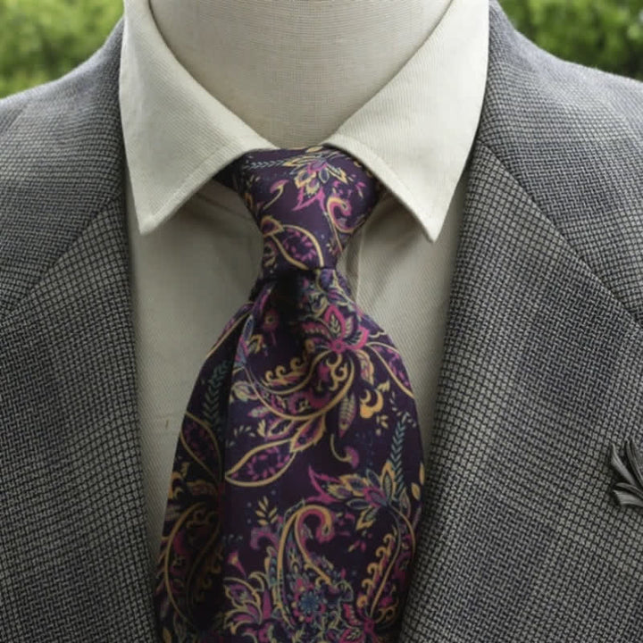 Corbata bohemia con estampado de flores fantásticas para hombre