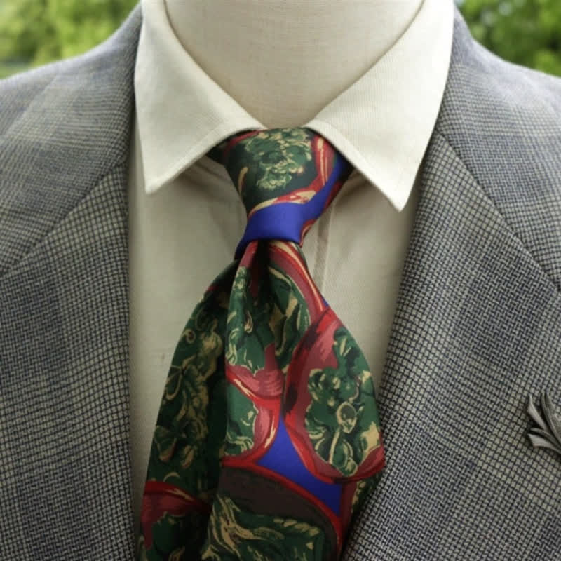 Corbata bohemia con estampado de flores fantásticas para hombre