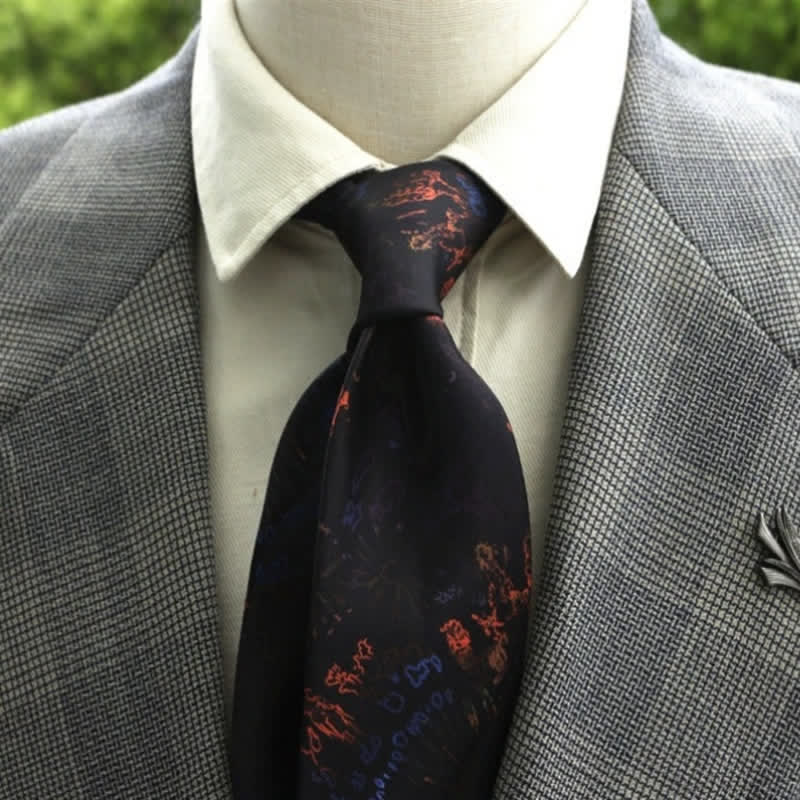 Corbata bohemia con estampado de flores fantásticas para hombre
