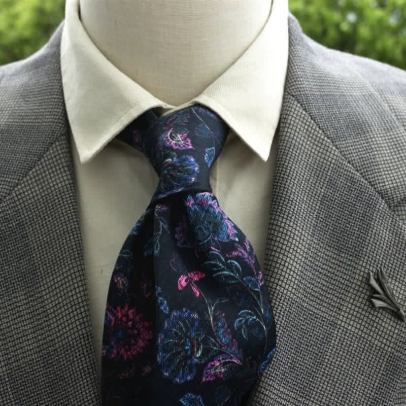 Corbata bohemia con estampado de flores fantásticas para hombre