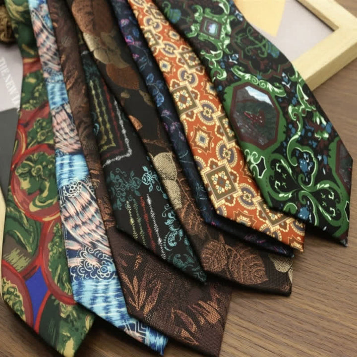 Corbata bohemia con estampado de flores fantásticas para hombre