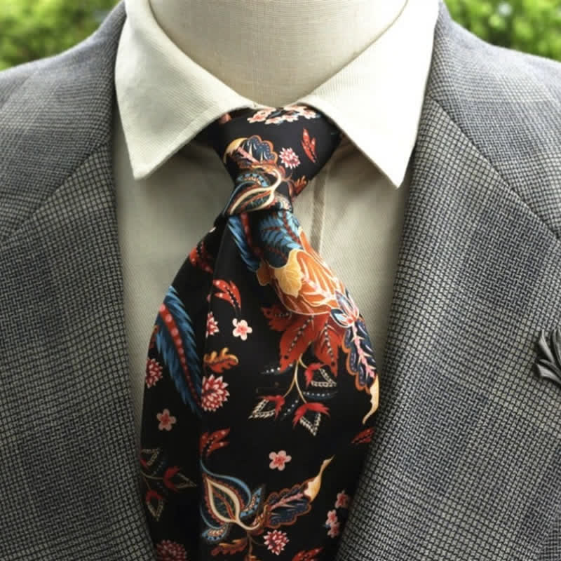 Corbata bohemia con estampado de flores fantásticas para hombre