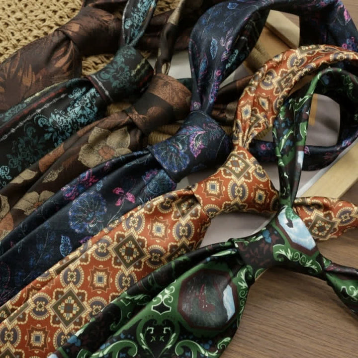 Corbata bohemia con estampado de flores fantásticas para hombre