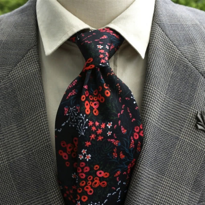 Corbata bohemia con estampado de flores fantásticas para hombre