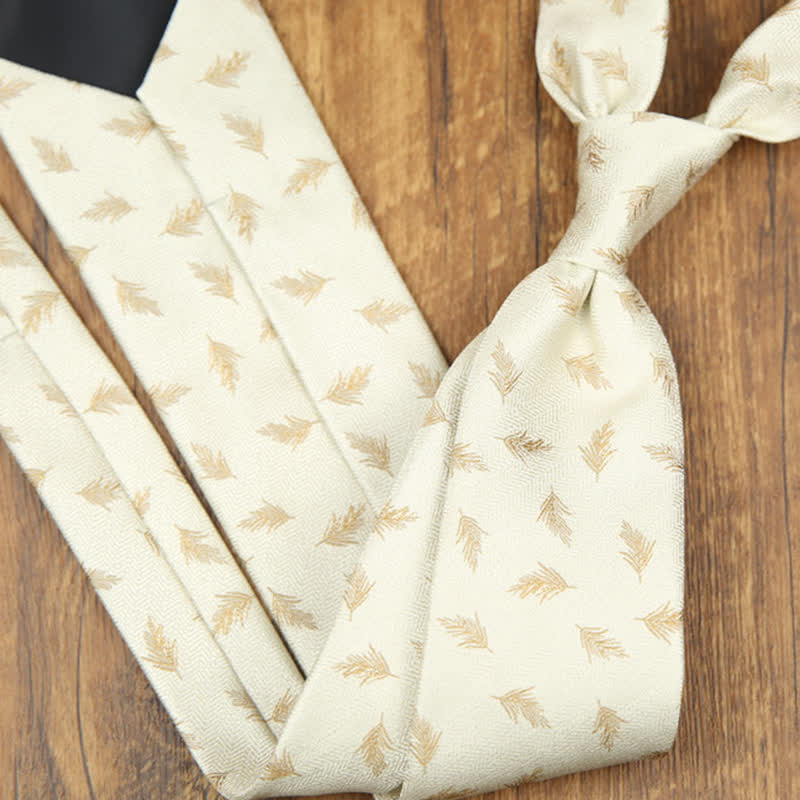 Corbata clásica con diseño de hojas para hombre