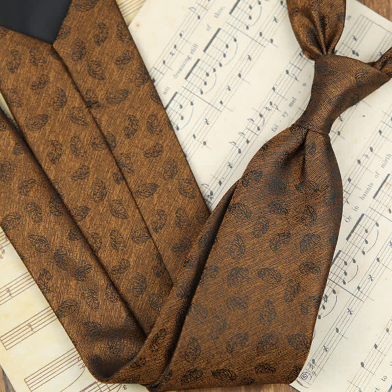 Corbata clásica con diseño de hojas para hombre