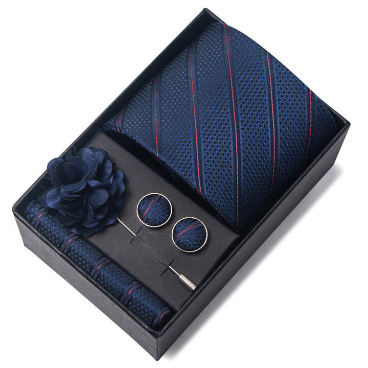 Conjunto de 4 corbatas de diseño jacquard de la serie azul marino para hombre