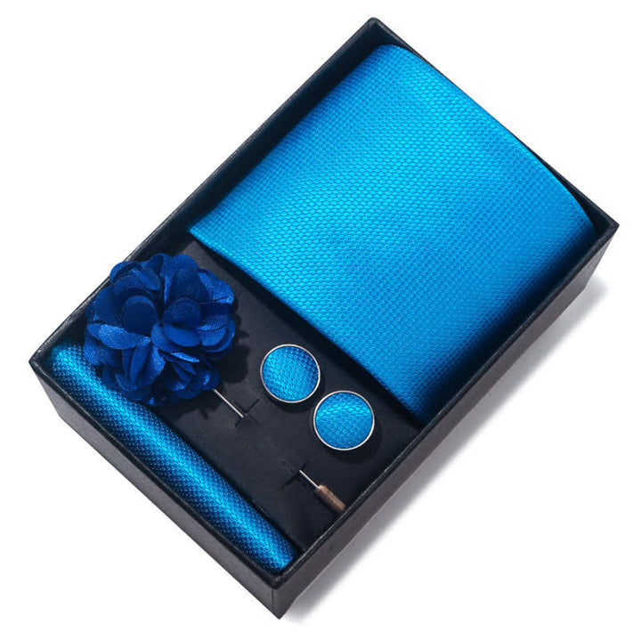 Conjunto de 4 corbatas de rayas florales de la serie azul para hombre