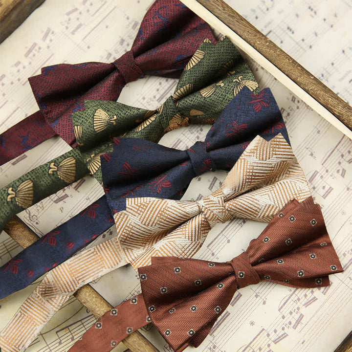 Pajarita retro de doble capa con decoración informal para fiestas para hombre